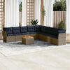 vidaXL 10 Piece Patio Sofa Set with Cushions Gray Poly Rattan