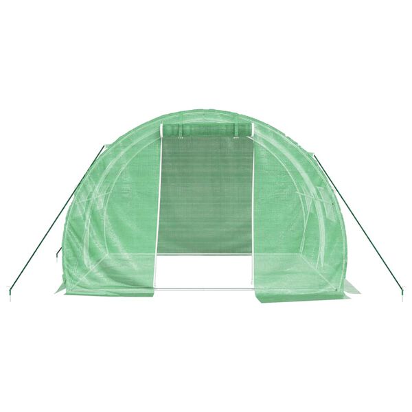 vidaXL Greenhouse Green Polyethylene and galvanized steel Large