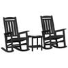 vidaXL Garden Rocking Chair 3 pcs Black 38 x 38 x 46cm Plastic