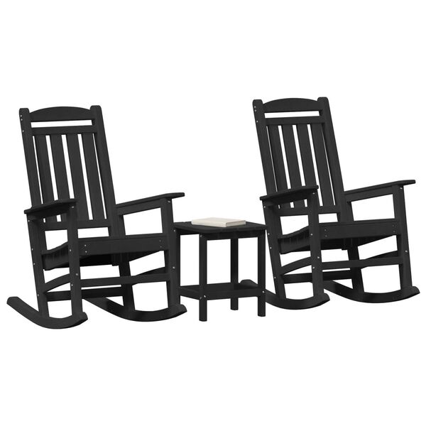 vidaXL Garden Rocking Chair 3 pcs Black 38 x 38 x 46cm Plastic