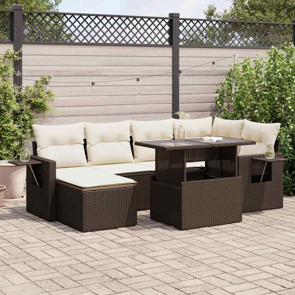 vidaXL Garden Sofa Set Brown