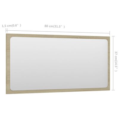vidaXL Bathroom Mirror Sonoma Oak 31.5"x0.6"x14.6" Engineered Wood