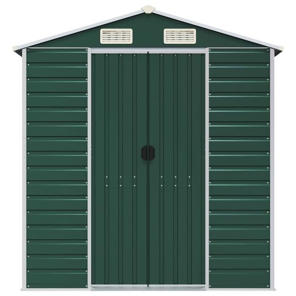 vidaXL Garden Shed Green Galvanized steel Large Garden Shed
