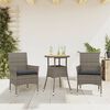 vidaXL 3 Piece Patio Dining Set with Cushions Grey Poly Rattan and Acacia