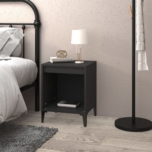 vidaXL Bedside Cabinet Black Engineered wood Medium Bedside Cabinet