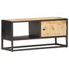 vidaXL TV Cabinet Natural Mango Wood, Black Iron
