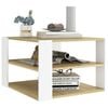 vidaXL Coffee Table Sonoma Oak and White Engineered Wood Square Modern