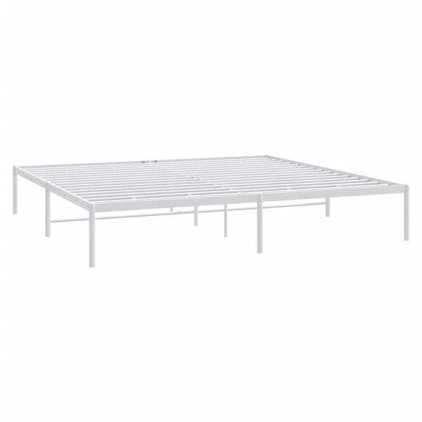 vidaXL Bed Frame White Powder-coated steel King Bed Frame Rectangular