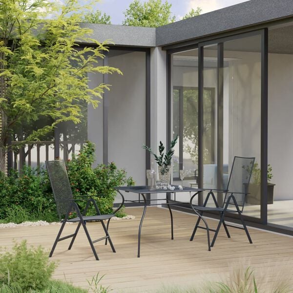 vidaXL Dining Set Anthracite Steel with e-coated and powder-coated finish