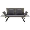 vidaXL Garden Bench Grey Poly rattan, powder-coated steel, 100% Polyester
