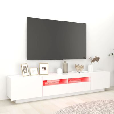 vidaXL TV Stand with LED Lights White 78.7"x13.8"x15.7"