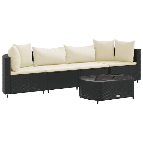 vidaXL Patio Sofa Set Set of 4 Black PE rattan Standard Modular