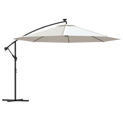 vidaXL Cantilever Umbrella with LED Lights and Metal Pole 137.8" Sand