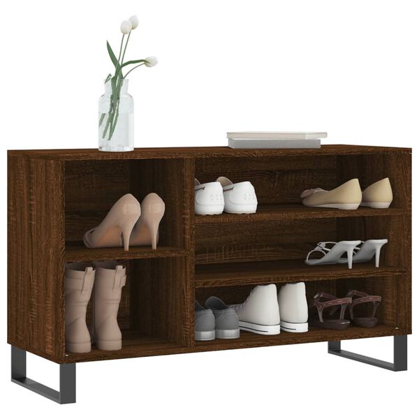 vidaXL Shoe Cabinet Brown Oak Engineered wood, Metal Medium Shoe Cabinet