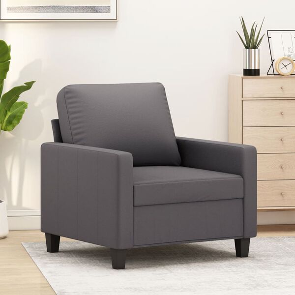 vidaXL Sofa Chair Grey Faux leather, metal, foam Single Modern