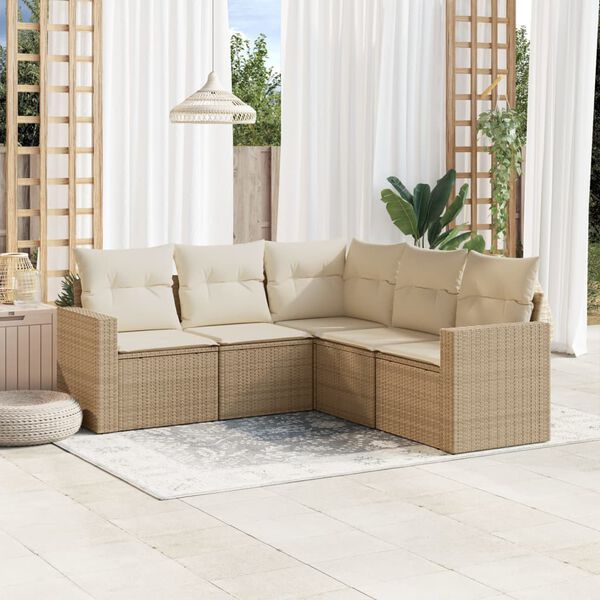 vidaXL Garden Sofa Set Beige, Cream White