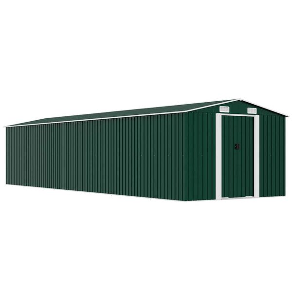 vidaXL Garden Shed Green Galvanized steel 101.2 x 306.3 x 71.3 in
