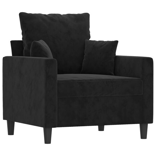 vidaXL Sofa Set Black Velvet (100% polyester), metal, textilene, plywood
