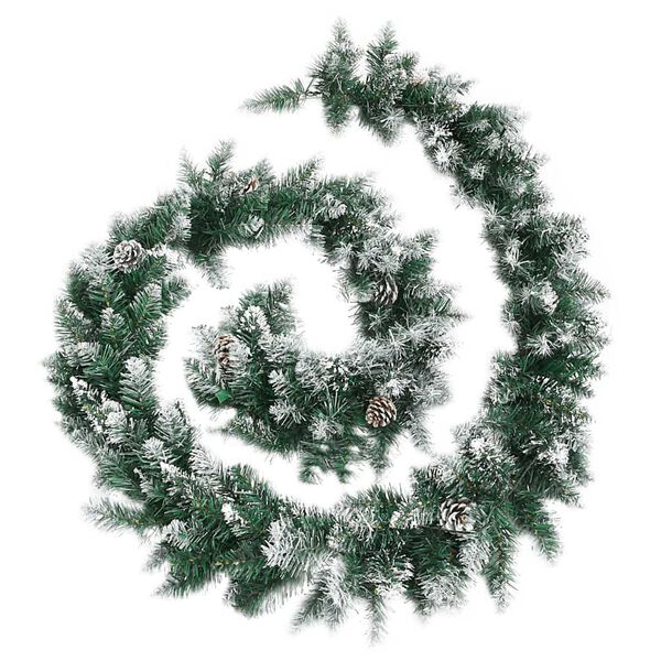 vidaXL Christmas Garland Green with warm white lights PVC 17.0-foot length