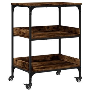 vidaXL Kitchen Trolley Smoked Oak 23.6"x16.1"x31.7" Engineered Wood