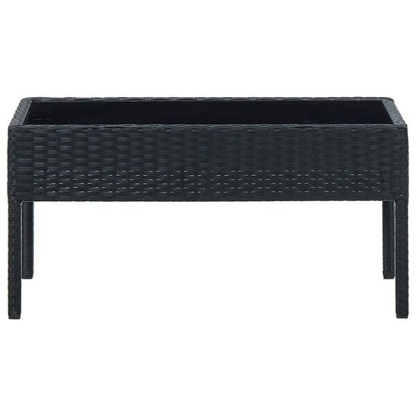 vidaXL Garden Table Black PE rattan, steel, glass Medium Durable
