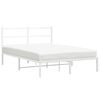 vidaXL Bed Frame White Powder-Coated Steel Double Bed Frame