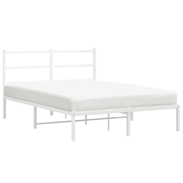 vidaXL Bed Frame White Powder-Coated Steel Double Bed Frame