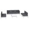 vidaXL Garden Lounge Set White, Charcoal Solid pinewood, 100% polyester
