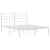 vidaXL Metal Bed Frame White Powder-coated steel King Size