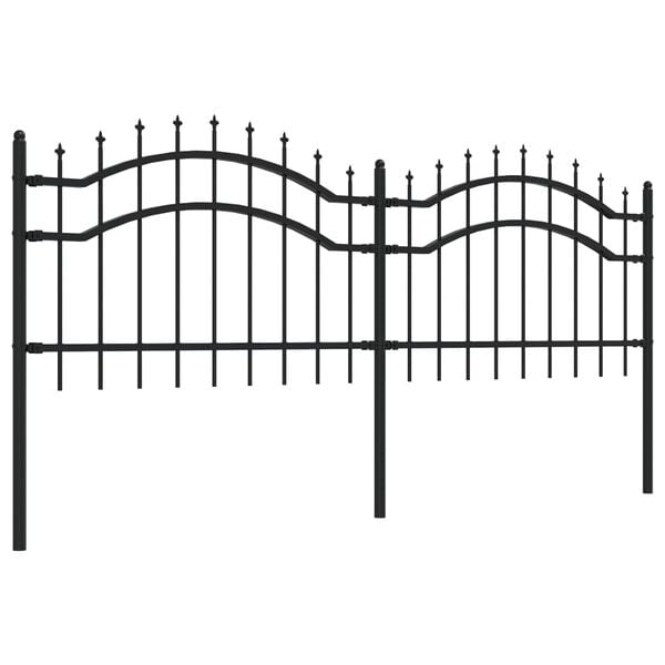 vidaXL Garden Fence with Spear Top Black 94.1"x29.5" Powder-coated Steel