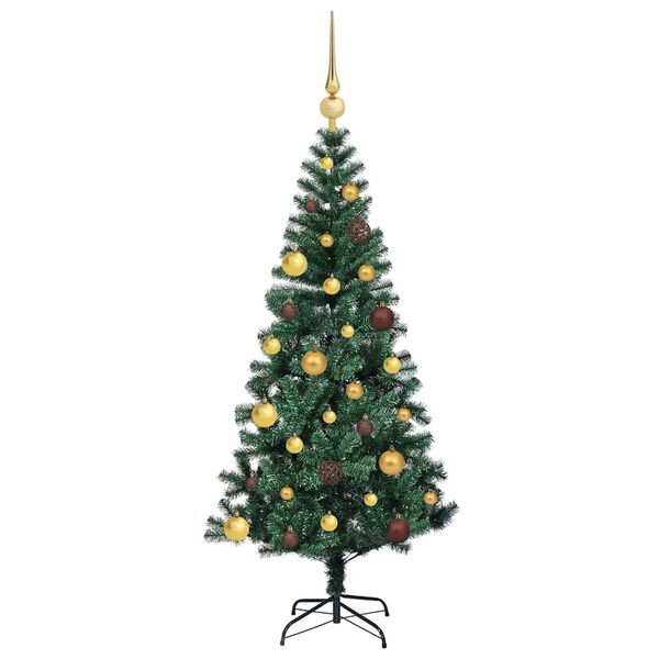 vidaXL Artificial Pre-lit Christmas Tree Green 59.06 in PVC and Metal