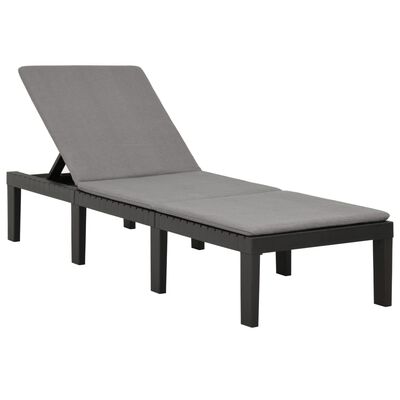 vidaXL Sun Lounger with Cushion Plastic Anthracite