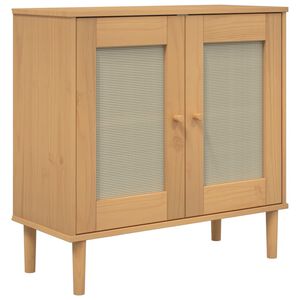 vidaXL Sideboard Brown Solid pine wood, Engineered wood, Poly rattan