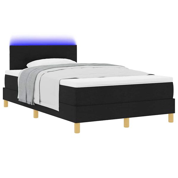 vidaXL LED Box Spring Bed with Mattress Black 47.24 x 78.74 in Fabric