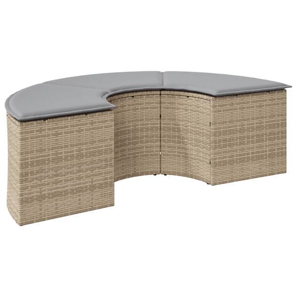 vidaXL Patio Footstool Beige PE rattan Standard Removable Covers