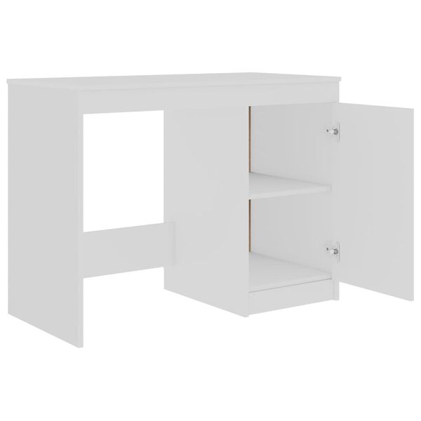 vidaXL Desk White Engineered wood Compact Desk Rectangular Modern