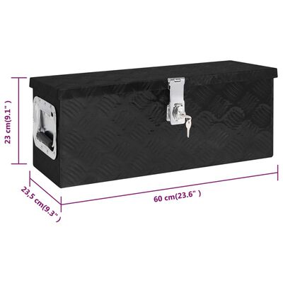 vidaXL Storage Box Black 23.6"x9.3"x9.1" Aluminum