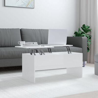 vidaXL Coffee Table High Gloss White 40.2"x19.9"x18.3" Engineered Wood