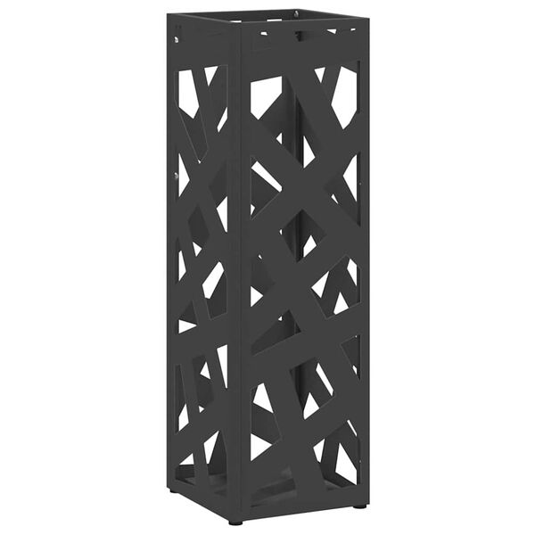vidaXL Umbrella Stand Black 15.5 x 15.5 x 49 cm Metal