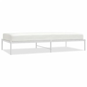 vidaXL Bed Frame White Powder-Coated Steel Twin Bed Frame Rectangular