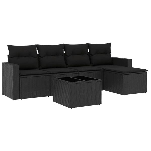 vidaXL Garden Sofa Set Black
