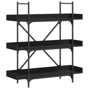 vidaXL Bookcase Black Engineered wood, Metal Medium Adjustable Feet