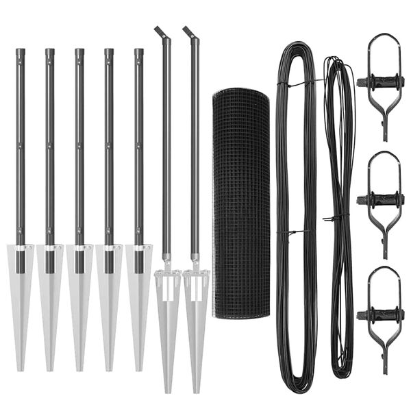 vidaXL Fence Post Grey 32.81 x 3.28 ft (0.63 x 0.63 in mesh) Steel