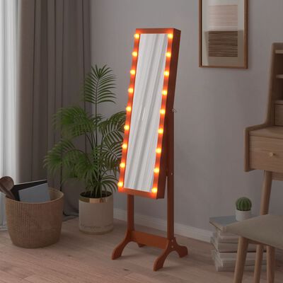 vidaXL Free-Standing Mirror with LED 13.4"x14.6"x57.5"