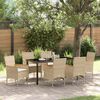 vidaXL Garden Dining Set with Cushion 7 pcs Beige Poly Rattan