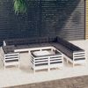vidaXL 14 Piece Patio Lounge Set with Cushions White Solid Pinewood