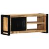 vidaXL TV Cabinet Black and Brown Solid Mango Wood and Iron