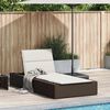 vidaXL Sunbed with Floating Cushion Brown Poly Rattan