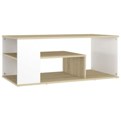 vidaXL Coffee Table White and Sonoma Oak 39.4"x19.7"x15.7" Engineered Wood