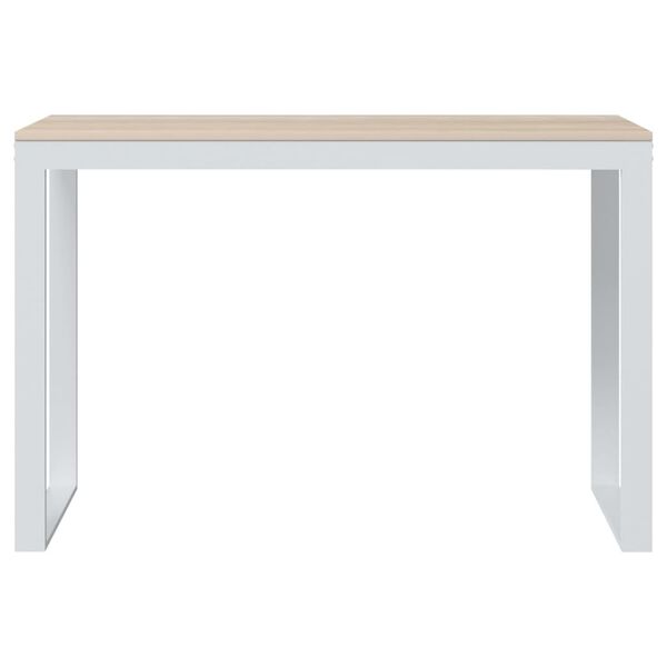 vidaXL Computer Desk White and Oak Engineered wood and powder-coated metal